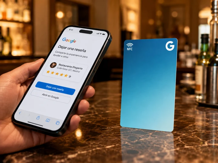 Tarjeta NFC Google Review de diseño minimalista